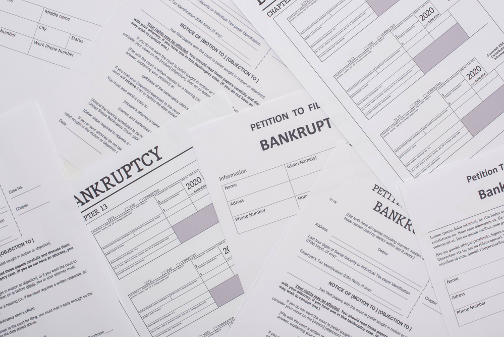 bankruptcy papers on a desk