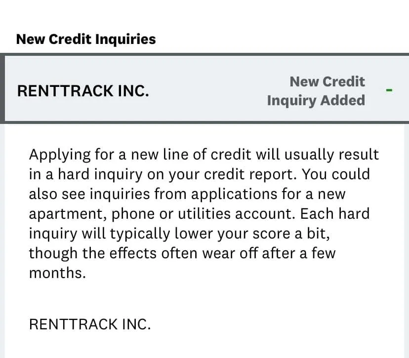 renttrack credit inquiry